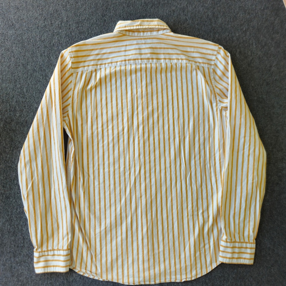 GAP Button Down Shirt 100% Cotton M Yellow Striped Slim Fit Long Sleeve Pocket - Picture 3 of 10